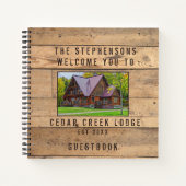 Rustic Family Cabin Photo Forest Trees Guestbook Notebook (Front)