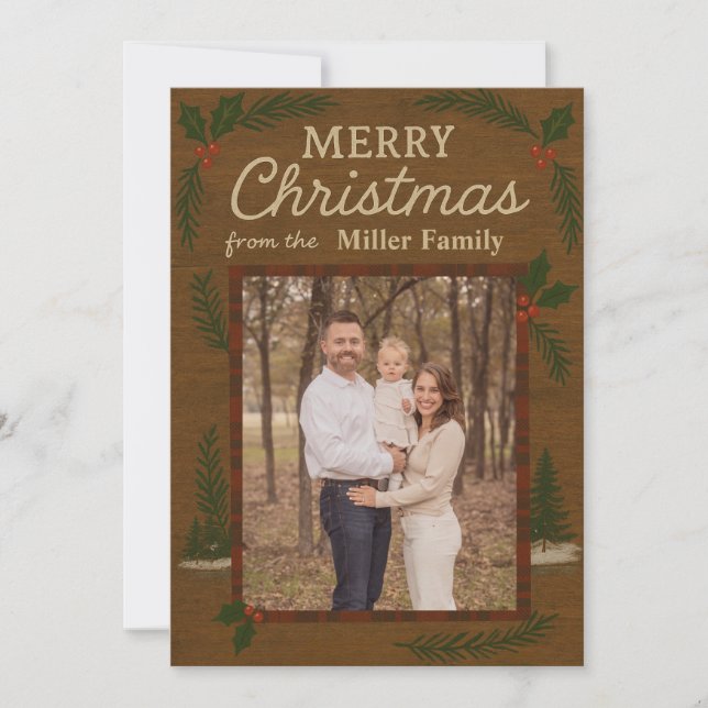 Rustic Family Christmas Card (Front)