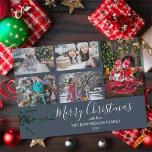 Rustic family collage Christmas blue magnetic card<br><div class="desc">Create your own family photo collage,  watercolor berries,   Merry Christmas magnetic card.
Send your friends and family Christmas wishes with this very personal Christmas card.
You can add your own photos,  add your text and names.</div>
