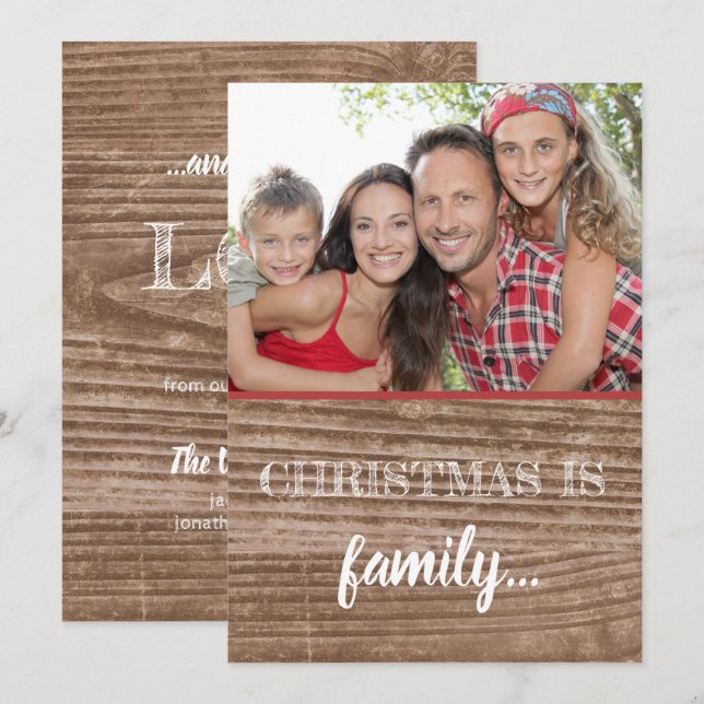 Rustic Family Love Modern Christmas Holiday Invitation (Front/Back)