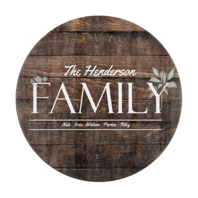 Rustic Family Monogram Cutting Board (Front)