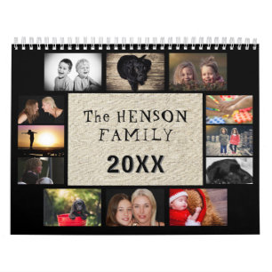 Rustic Family Monthly Photos Year 2025 Calendar