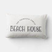 Rustic Family Name Beach House Text White Lumbar Pillow (Back)