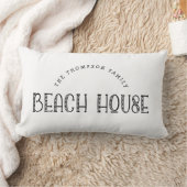 Rustic Family Name Beach House Text White Lumbar Pillow (Blanket)