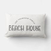 Rustic Family Name Beach House Text White Lumbar Pillow (Front)