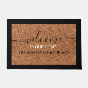 Rustic Family Name Personalized Coir Welcome Doormat