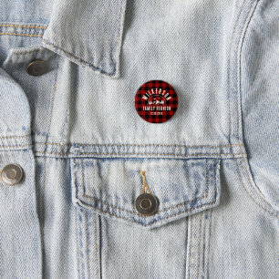 Rustic Family Reunion Cabin Retro Red Plaid 1 Inch Round Button
