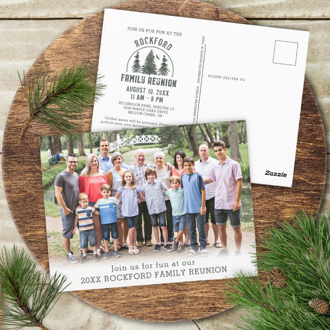 Rustic Family Reunion Forest Trees Photo Postcard (Creator Uploaded)