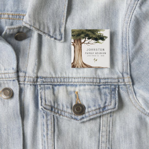 Rustic Family Reunion Picnic Vintage Tree   2 Inch Square Button