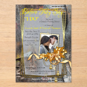 Rustic Family Stone Cabin Acrylic Invitations