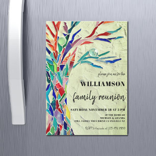 Rustic Family Tree Family Reunion Green  Magnetic Invitation