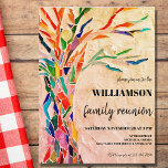 Rustic Family Tree Family Reunion Invitation Postcard<br><div class="desc">Invite your family for their Family Reunion with this rustic invitation postcard.
It features a colourful mosaic family tree on a beige background.
Easily customizable.
To edit further use the design tool to change the font,  the font size,  or colour.
Original Mosaic © Michele Davies.</div>