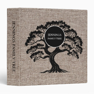 Rustic Family Tree Genealogy Brown Burlap Binder