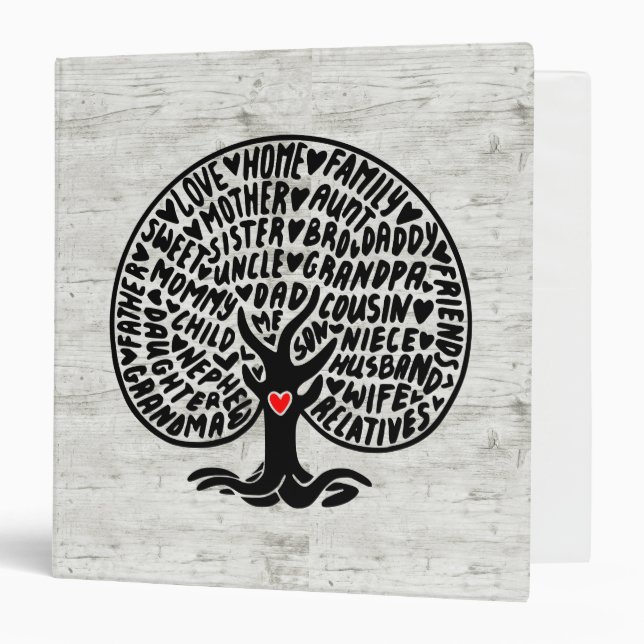 Rustic Family Tree Love Wood Photo Album Binder (Front/Inside)