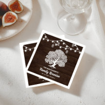 Rustic Family Tree String Lights Barbecue Reunion 