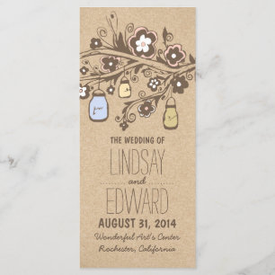 rustic fancy floral mason jars wedding programs