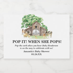 Rustic Farm Animal Baby Shower  Sparkling Wine Label