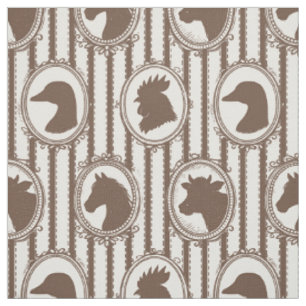 Rustic Farm Animal Silhouette Barnyard - Mocha Fabric