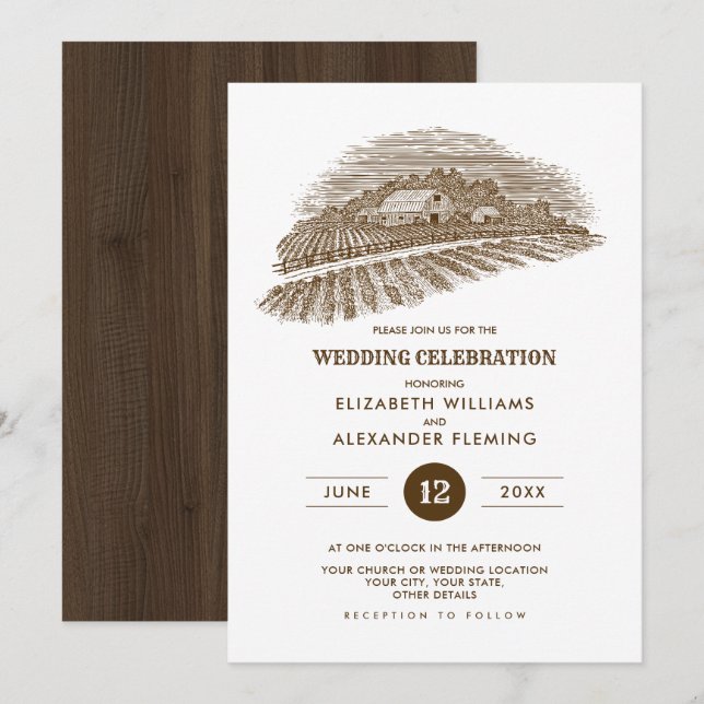 Rustic | Farm | Barn Wood Wedding Invitations (Front/Back)