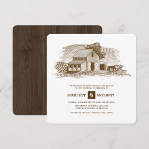 Rustic   Farm   Barn Wood Wedding Invitations