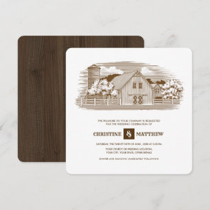 Rustic   Farm   Barn Wood Wedding Invitations