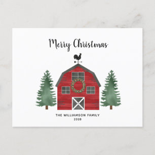 Rustic Farm Buffalo Plaid Photo Christmas Card