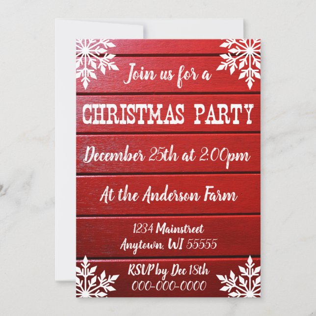 Rustic Farm Country Farmhouse Christmas Day Dinner Invitation (Front)