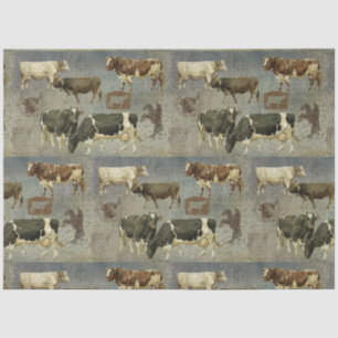 Rustic Farm Cow Cattle Farmhouse Pattern Decoupage Tissue Paper