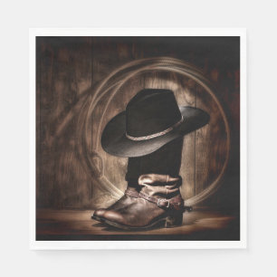 rustic farm cowboy boots western birthday party napkin