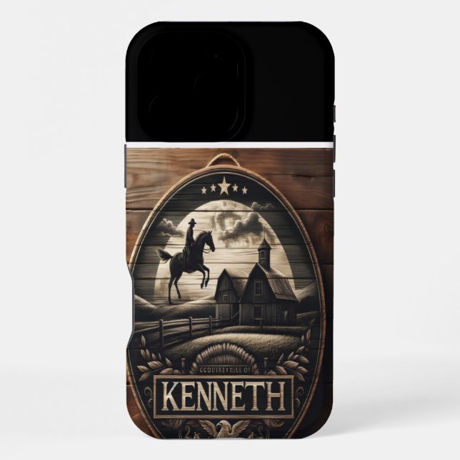Rustic Farm Design With Rider iPhone Case (Back)