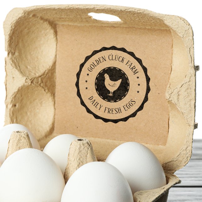 Rustic Farm Eggs Chicken Business Rubber Stamp (Creator Uploaded)