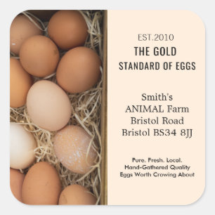 Rustic Farm Fresh Egg Labels, Personalized Chicken Square Sticker