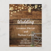 Rustic Farm Gate Save the Date Postcard