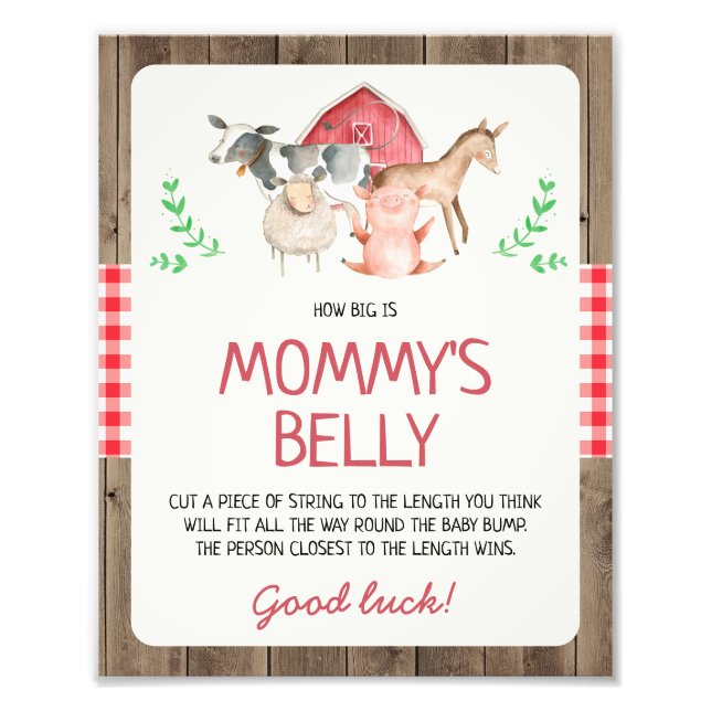 Rustic Farm How Big Is Mommy's Belly Sign (Front)
