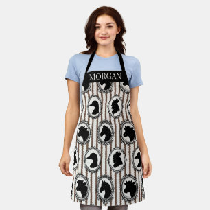 Rustic Farm Kitchen Barnyard  Black & Mocha Stripe Apron