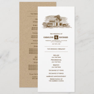 Rustic Farm, Kraft Paper Wedding Program