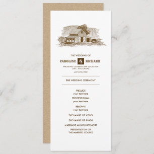 Rustic Farm, Kraft Programme de mariage papier