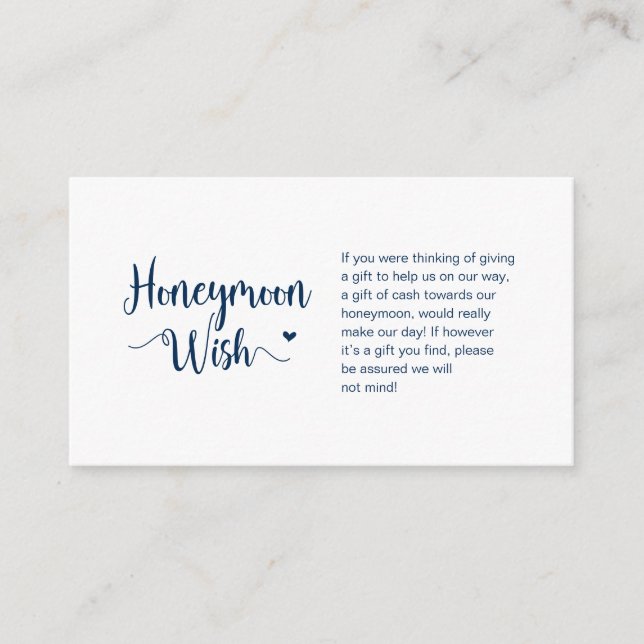 Rustic Farm, Navy Blue, Honeymoon Wish Enclosure Card (Front)