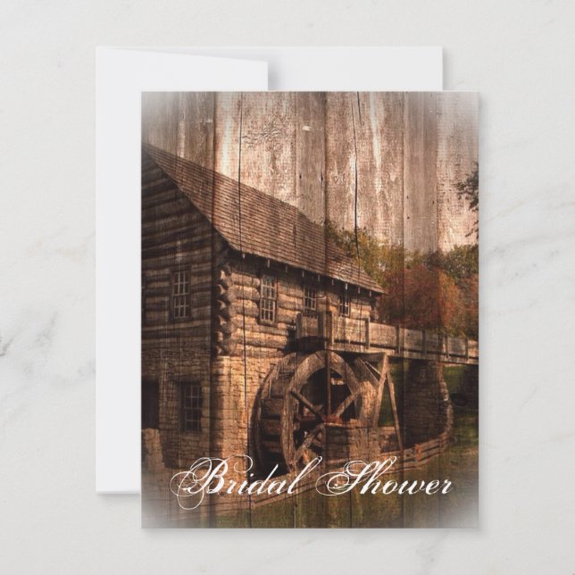 rustic farm old barn country mill wedding invitation (Front)