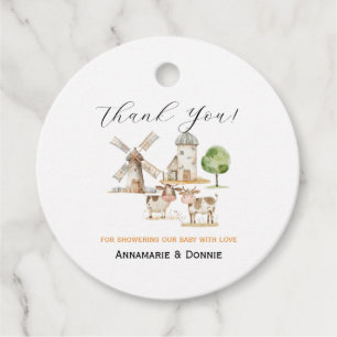 Rustic Farm Scene Gender Neutral Baby Shower    Favour Tags