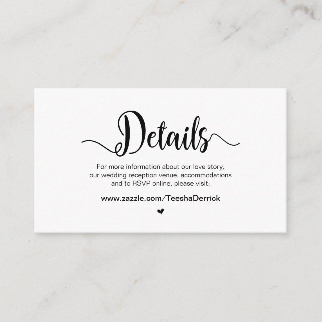 Rustic Farm Script,  Wedding Details Enclosure Card (Front)