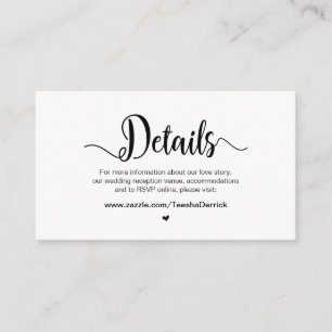 Rustic Farm Script,  Wedding Details Enclosure Card
