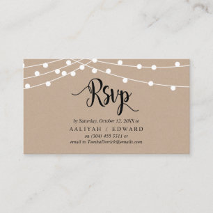 Rustic Farm String lights, Black, RSVP respond Enclosure Card