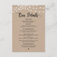 Rustic Farm String Lights design, Wedding Details