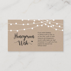 Rustic Farm String Lights, Kraft, Honeymoon Wish Enclosure Card