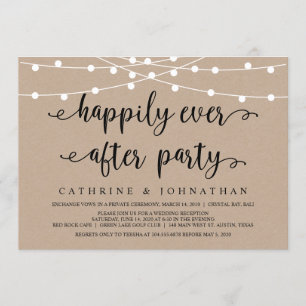 Rustic Farm String Lights, Kraft Wedding Elopement Invitation