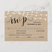 Rustic farm string lights wedding rsvp reply card