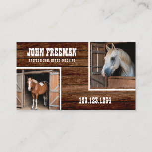 Rustic Farm Style Horse Photo Equine Coaching Business Card