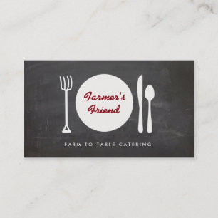 Rustic Farm to Table Catering Chalkboard Business Card
