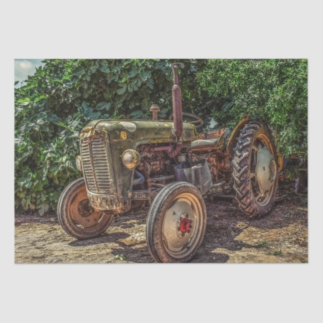 Rustic farm tractor tissue paper (Front)
